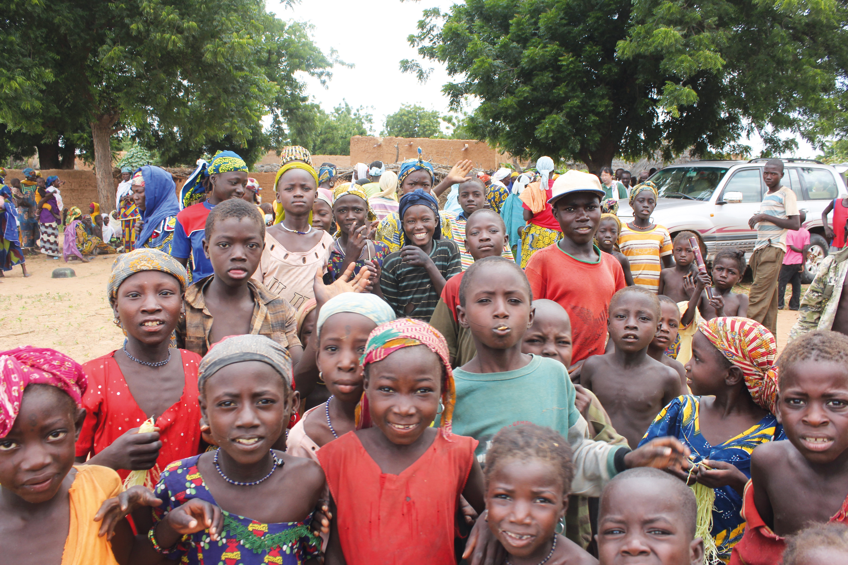 image of Niger children and adults smiling at camera