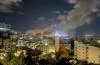 Image of beirut city landscape with smoke in the background from explosions