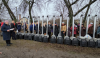 A picture of Ukrainian Christians stood next to stoves