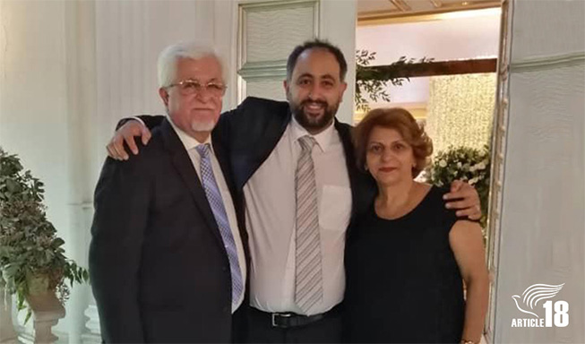 Ramiel Bet Tamraz, centre, with his father Pastor Victor and mother Shamiram [Image credit: Article 18]