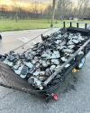 A trailer of burned bibles outside a US church